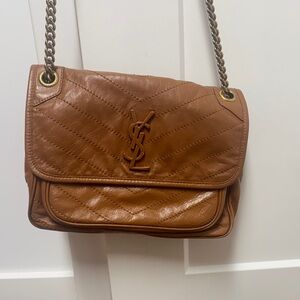 Yves Saint Laurent Tan Quilted Crossbody Bag